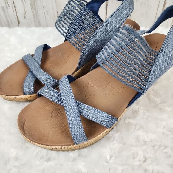 Skechers Beverlee Wedge Sandals Blue Size 9 - Picture 4 of 9